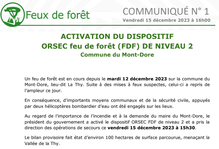 Feu de forêt d'ampleur au Mont-Dore